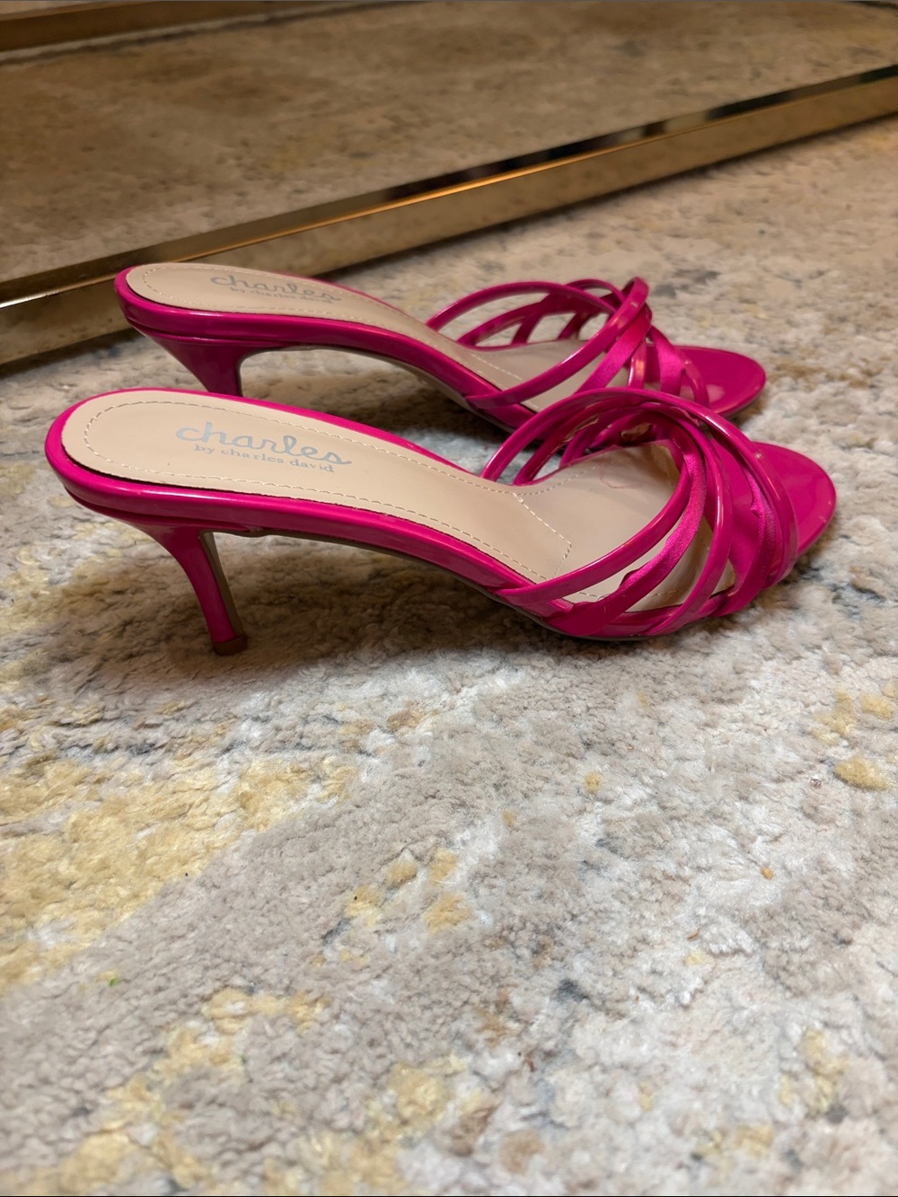 Hot Pink Strappy Kitten Heels